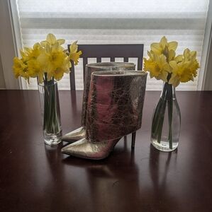 Womens INC Silver Heeled Boots SZ 8.5 NEW!